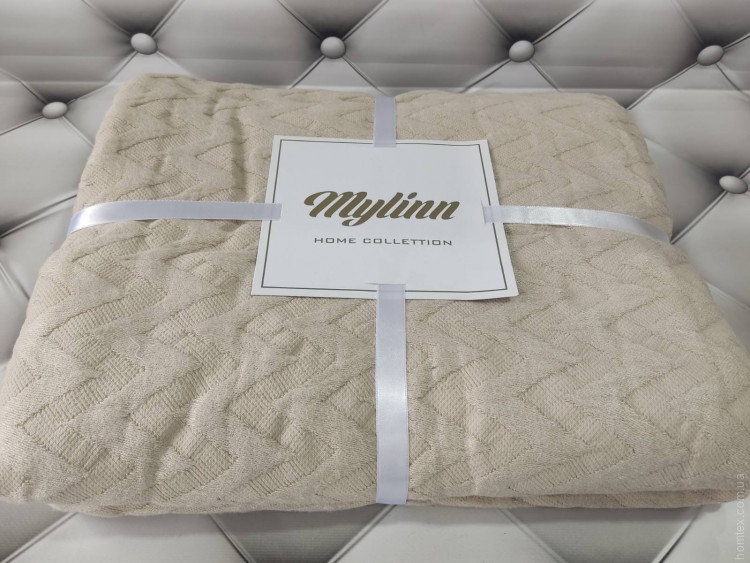 Бамбуковое пике - покрывало на кровать Mylinn Home 220x260 см бежевое