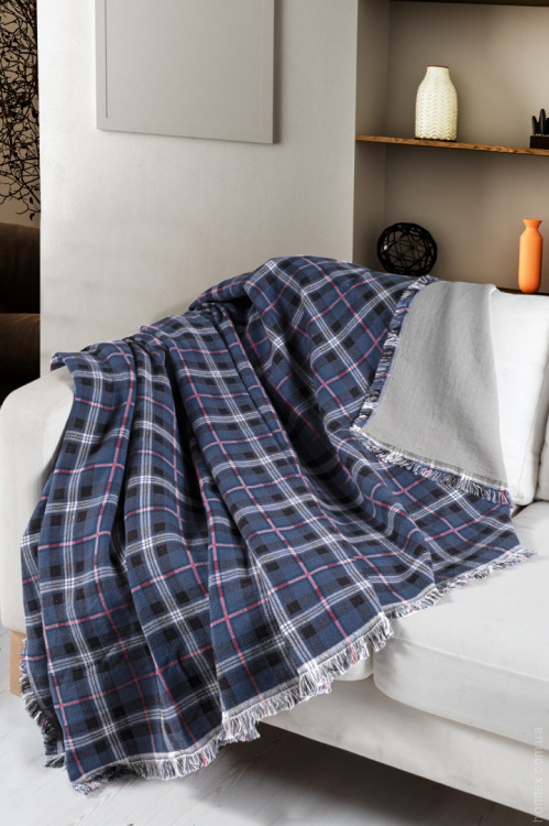 Плед - покрывало First Choice Plaid navy blue 140x200 см