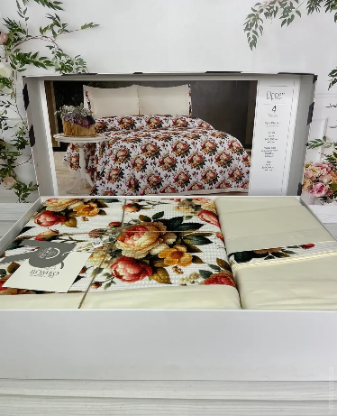Постельное белье Romeo Home с вафельным пике - покрывалом Cipher евро