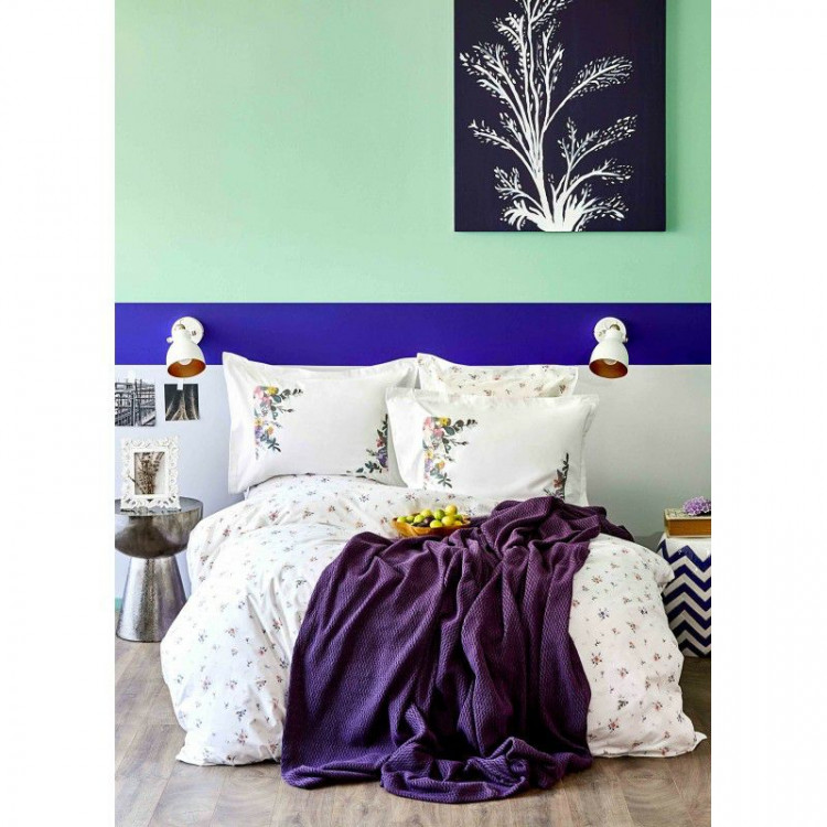 Набор постельное белье с пледом Karaca Home Fertile lila 2020-1 лиловый евро