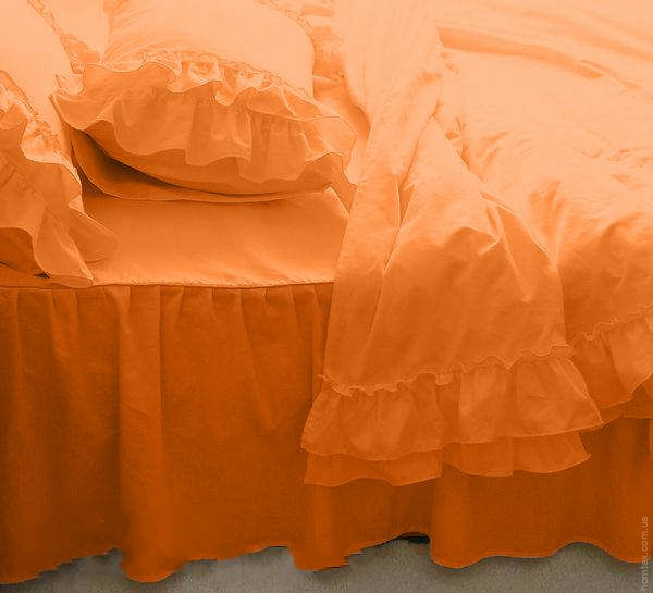  Постельное белье Almira Mix Оранжевый Премиум с двойными рюшами полуторный    