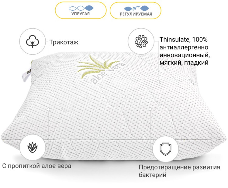 Подушка антиалергенна Mirson Alberto Thinsulate 40x60 см, №774, пружна