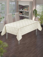 Скатертина Masali Damask жакардова 160х220 см кремова