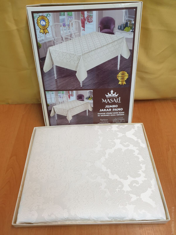 Скатерть Masali Damask жаккардовая 160х220 см кремовая