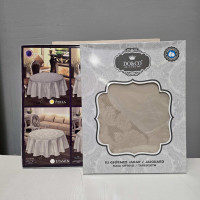 Скатертина Masali жаккардова кругла D - 160 см бежева Скатертина Masali жаккардова кругла D - 160 см бежева