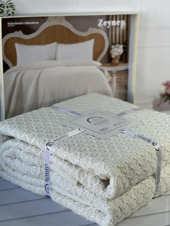 Плед акриловый Romeo Home Zeynep cream кремовый 220x240 см