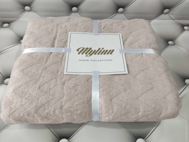 Бамбуковое пике - покрывало на кровать Mylinn Home 220x260 см пудровое