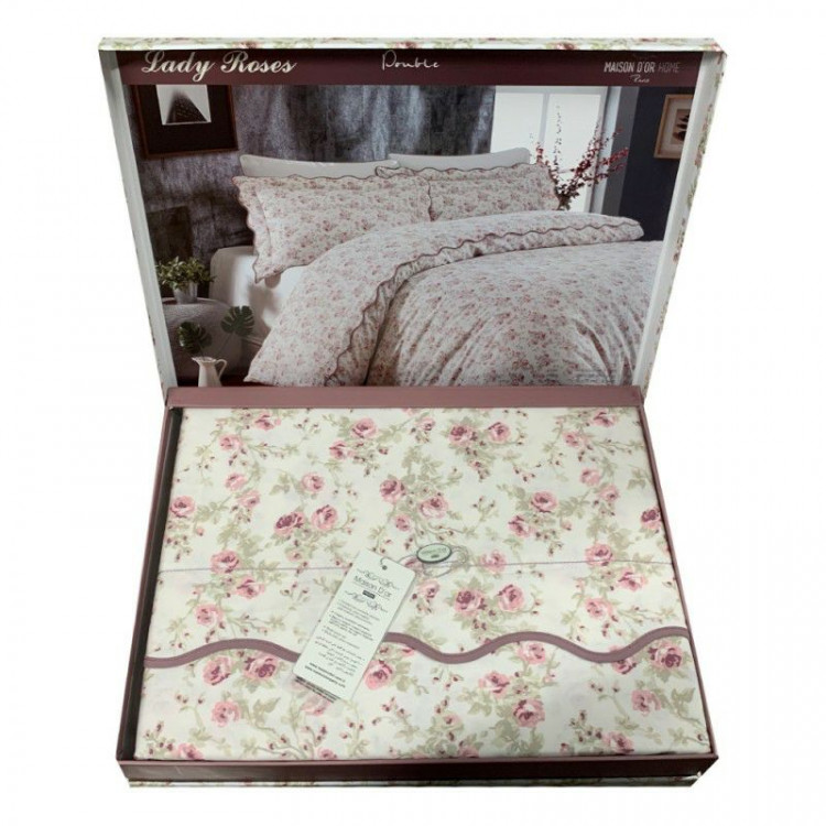 Постельное белье Maison D'or Lady Roses ecru (экрю) семейное