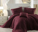 Постельное белье First Choice Nirvana Excellent bordo с вязаным пледом евро