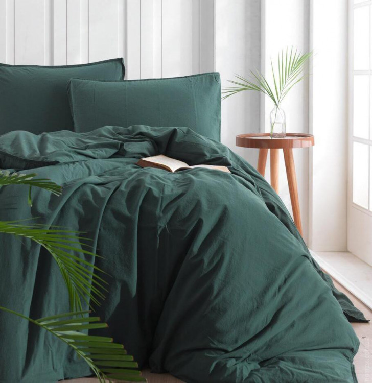 Постельное белье SoundSleep Stonewash dark green зеленый семейный