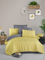 Постельное белье VICTORIA PLAIN Sateen Yellow-Grey евро