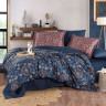Постельное белье Hobby Premium Sateen Fiorella синий-бронза евро 