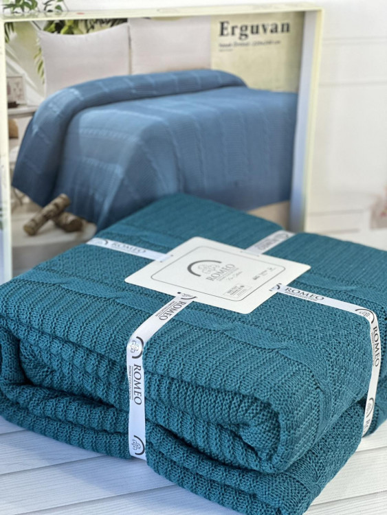 Плед акриловый Romeo Home Erguvan petrol изумрудный 220х240 см