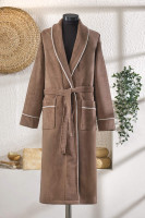 Халат махровий Zeron чоловічий махра - велюр коричневий