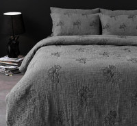 Постельное белье La Maison Foren Charcoal из муслина евро с вышивкой Постельное белье La Maison Foren Charcoal из муслина евро с вышивкой