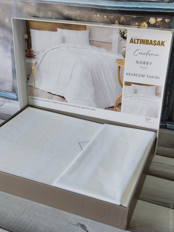 Постільна білизна Altinbasak Nobby Beyaz (біла) ранфорс полуторна