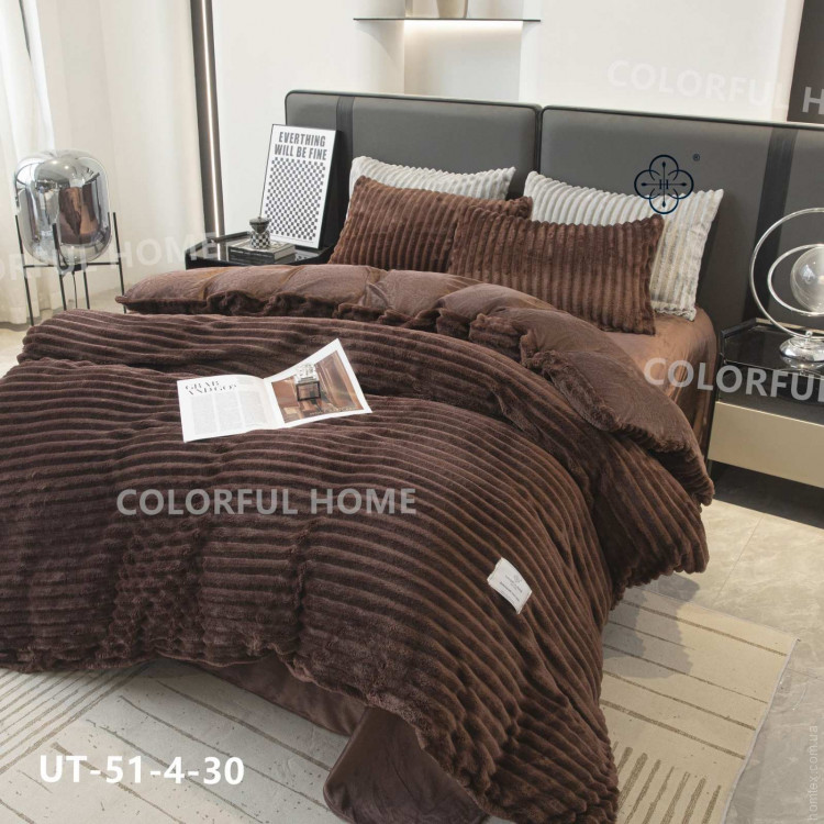 Постельное белье Colorful Home велюровое в полоску евро, модель 2
