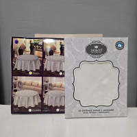 Скатертина Masali жаккардова кругла D - 160 см кремова Скатертина Masali жаккардова кругла D - 160 см кремова