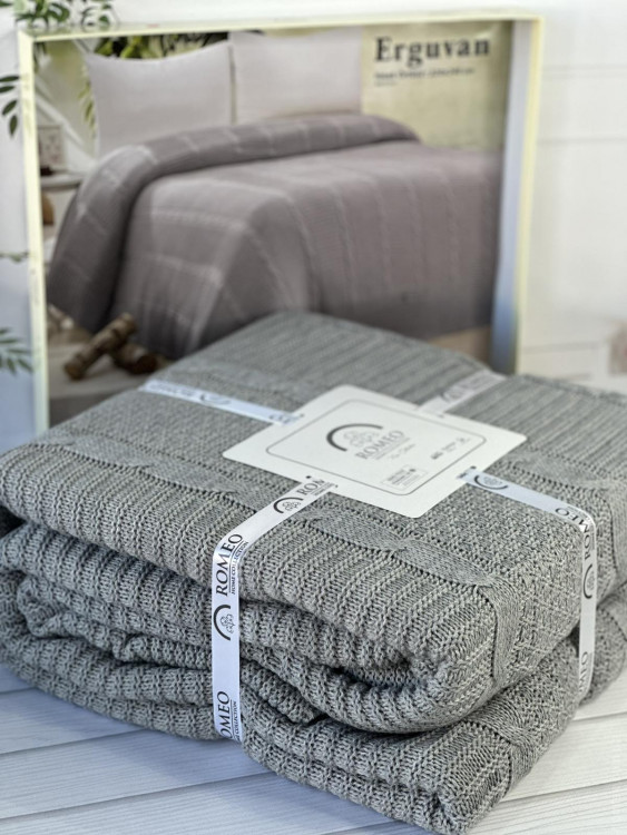 Плед акриловый Romeo Home Erguvan gri серый 220х240 см