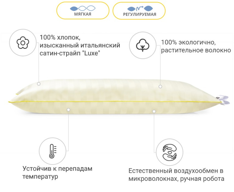Подушка бавовняна Mirson Carmela Hand Made 40x60 см, №1450 м'яка