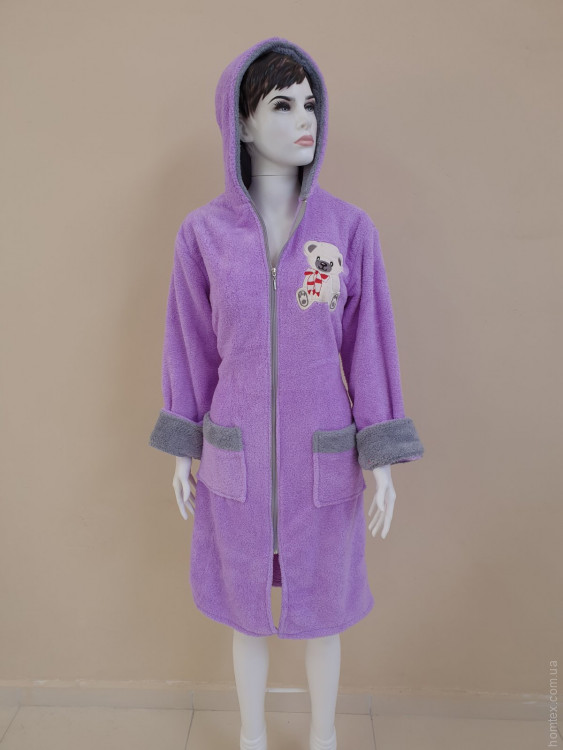 Халат жіночий Zeron Welsoft фіолетовий на блискавці