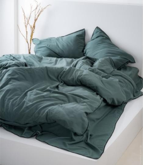 Постільна білизна Limasso Esualte beyeli Dark green (темно-зелена) євро