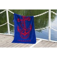Полотенце Lotus пляжное Anchor New синий велюр 75x150 см
