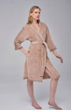 Халат тонкий велюр без капюшона Nusa NS 0612 beige