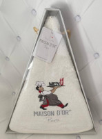 Махровий круглий рушник Maison Dor D - 70 см для кухні з вишивкою білий