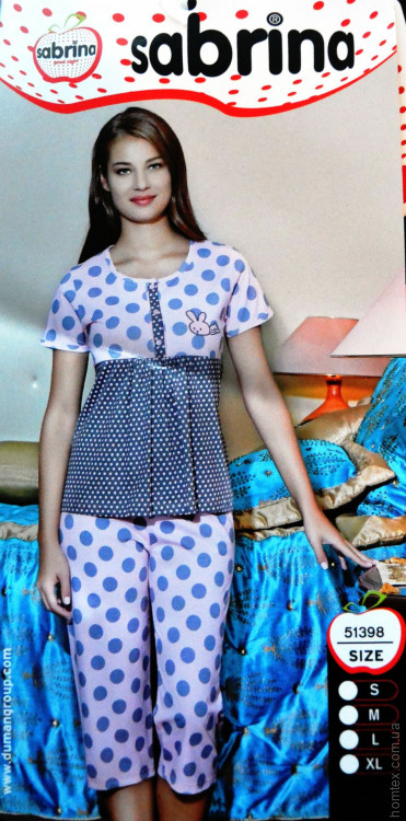 Пижама с капри (цвет синий с розовый) Sabrina sab 51398