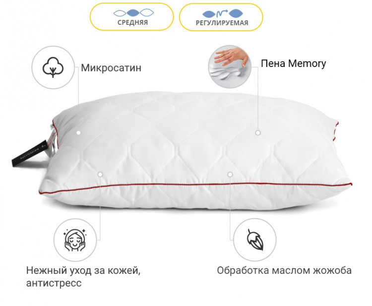 Подушка Mirson Eco Jojoba memory effekt 40x60 см, №1473 средняя