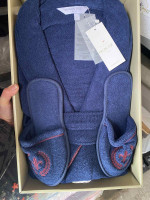 Чоловічий махровий халат + капці Maison Dor Seymour navy синій