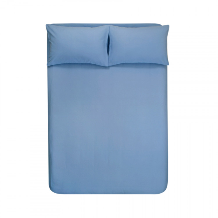 Простынь с наволочками Lotus Home Фланель Calm голубая 160x230 см 