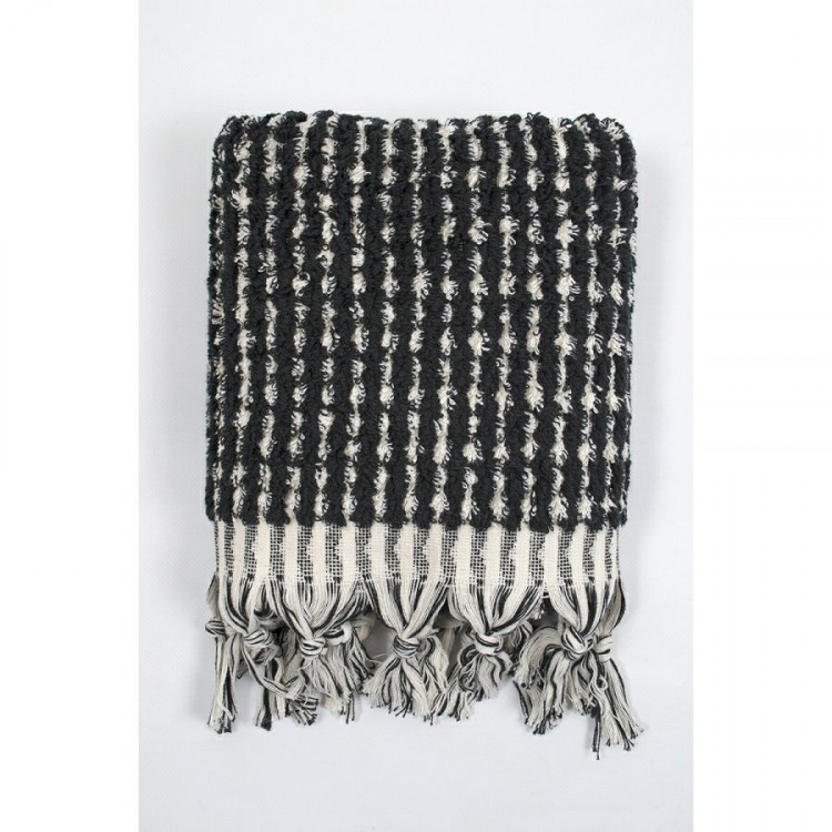Полотенце махровое Barine Curly Bath Towel ecru-black кремово-черный 90x170 см
