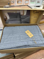 Покрывало хлопковое с наволочками Sikel Kilim серо-голубое 240х260 см с наволочками