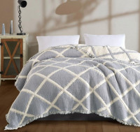 Муслиновое покрывало Moss Home 230x250 см Ромбы крем - серый