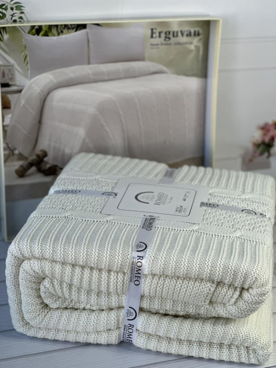 Плед акриловый Romeo Home Erguvan cream кремовый 220х240 см