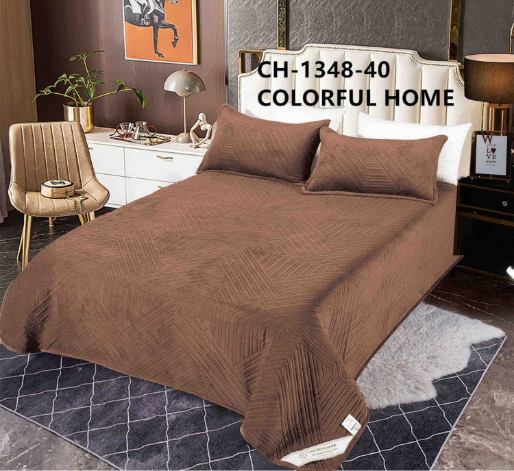 Покрывало велюровое Colorful Home 210x230 см модель CH - 1348 - 40 темно-серое