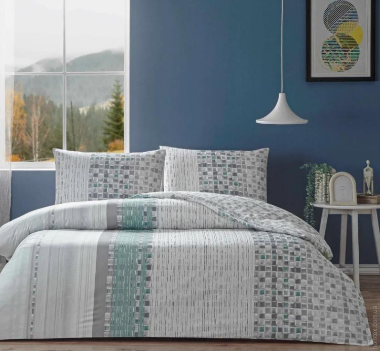 Постільна білизна TAC Ranforce Maxwell gri полуторна з простирадлом на гумці