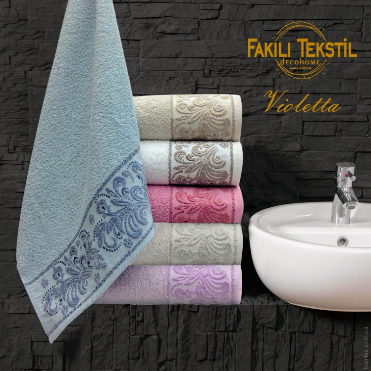 Набір махрових рушників Fakili Tekstil vip cotton Violetta 50x90 см з 6-ти штук