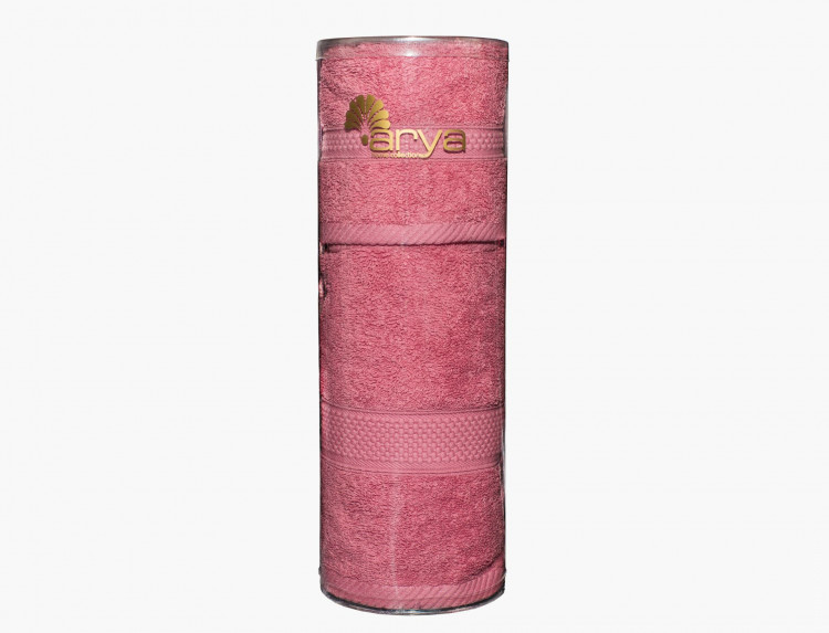 Набор полотенец Arya в тубе Miranda Soft сухая роза 30x50 см + 50х90 см