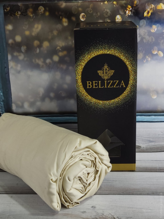 Простирадло на резинці Belizza світло бежева 180х200 см + 2 наволочки 50х70 см
