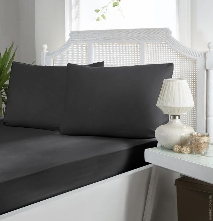 Простирадло сатинова First choice 240x260 см anthracite з наволочками 50х70 см