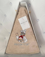 Махровий круглий рушник Maison Dor D - 70 см для кухні з вишивкою темно-бежевий