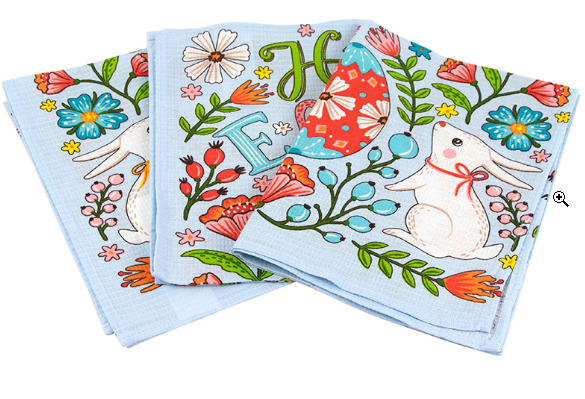 Набор кухонных полотенец Руно Пасхальные зайчики з писанкою голубой 45х60 см из 3 шт. Набор кухонных полотенец Руно Пасхальный зайчик голубой 45х60 см из 3 шт.