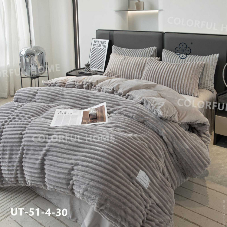 Постільна білизна Colorful Home велюрова в смужку євро, модель 5