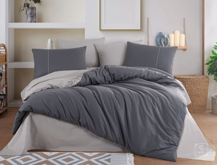 Постельное белье Hobby Poplin Diamond Antracite-Beige евро 