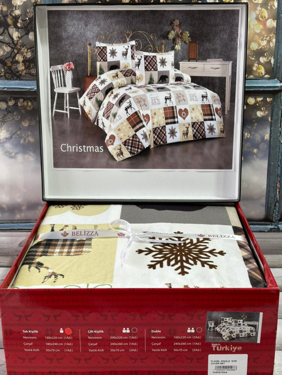 Постільна білизна Belizza Фланель Christmas полуторний