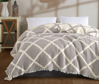 Муслиновое покрывало Moss Home 230x250 см Ромбы крем - бежевый