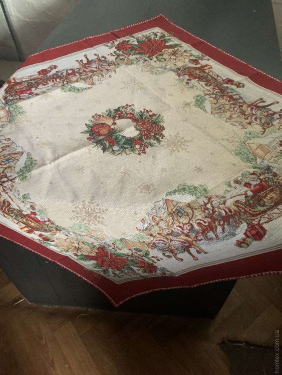 Скатертина гобеленова новорічна Alltex 90x90 см модель 3